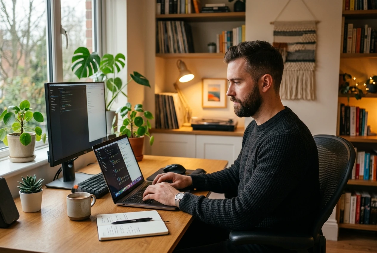 Freelancer working on laptop